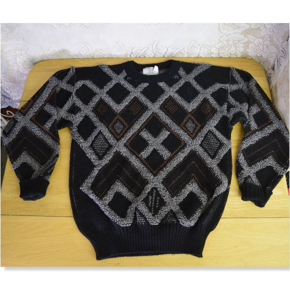 Vintage College Point Mens Sweater Size Medium Acrylic Preppy Academia Old Money